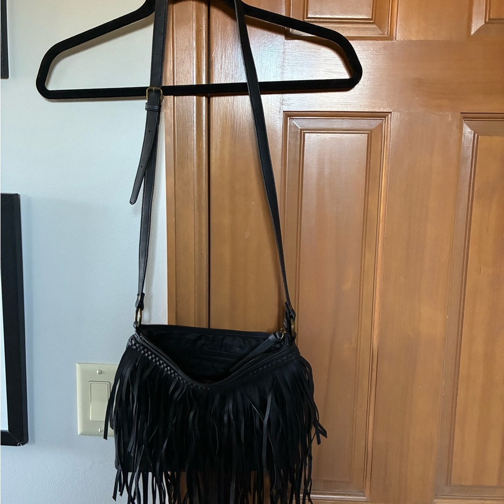 Black Fringe Crossbody Bag